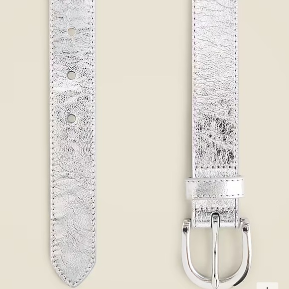 J. Crew Classic belt in metallic leather Silver Mirror XS - Picture 2 of 4